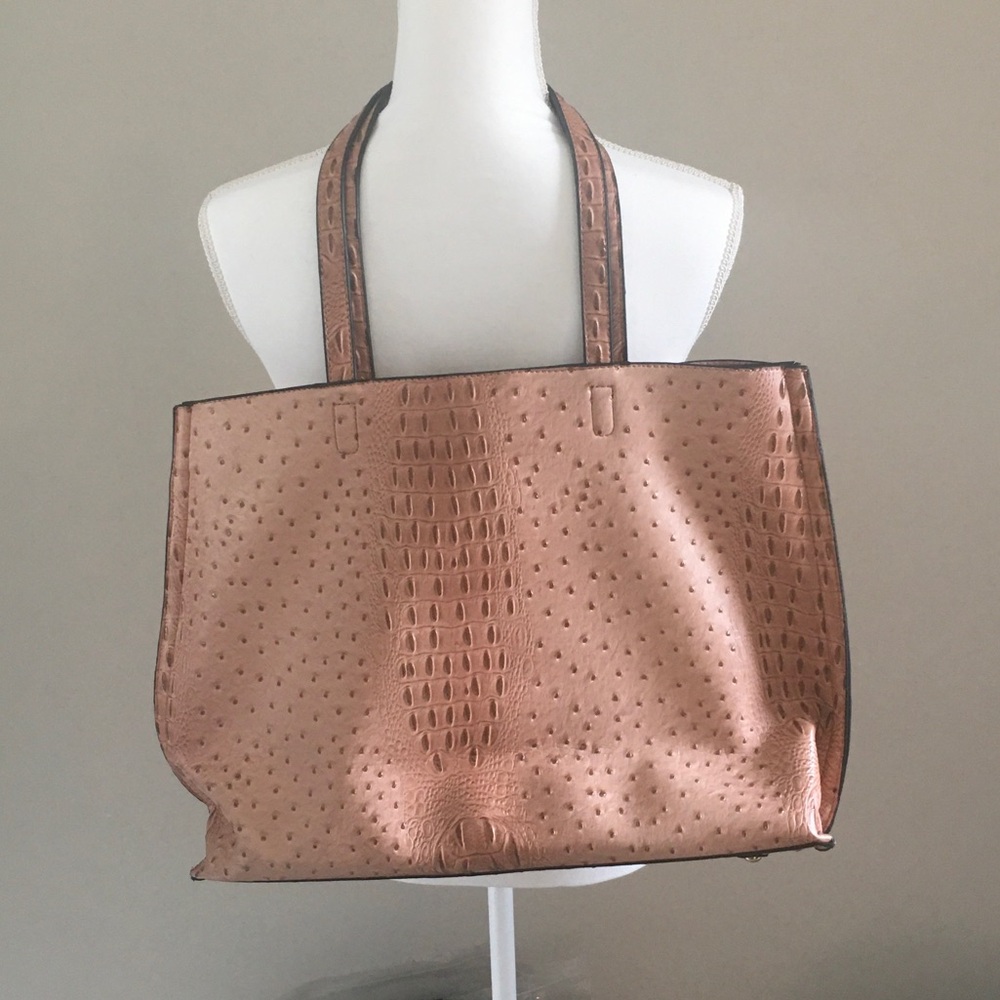 Crocodile handbag for women satchel with shoulder strap. Embossed vegan leather